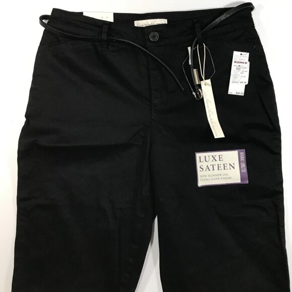 Women's Belted "Anita" Capri Pant, Gloria Vanderbilt, Black - Picture 3 of 3